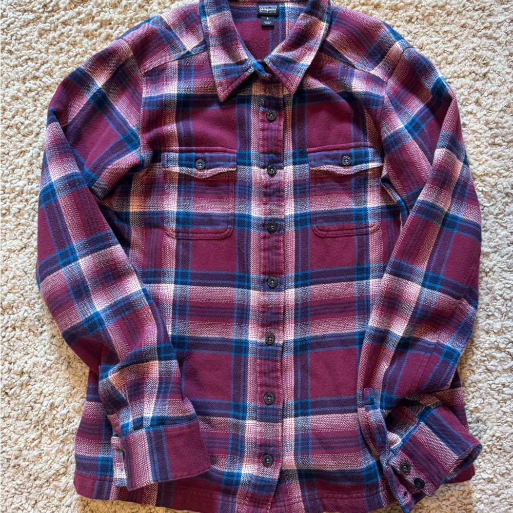 Patagonia Plaid Button Down Shirt - Red and Blue